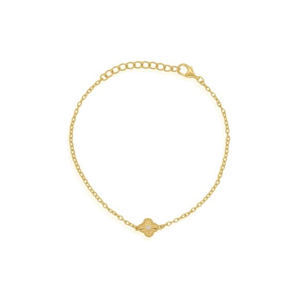 NWT Annabella Clover Bracelet // 14kt Gold Vermeil + CZ - Picture 1 of 4